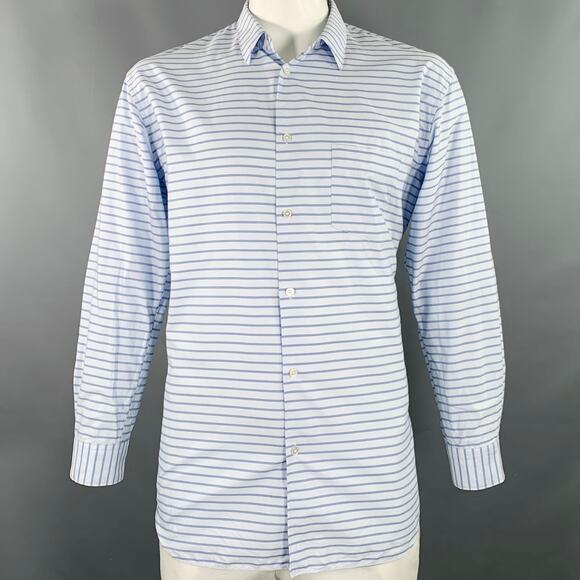 COMME des GARCONS SHIRT Size XL Light Blue Stripe Cotton Long Sleeve Shirt - Picture 1 of 5